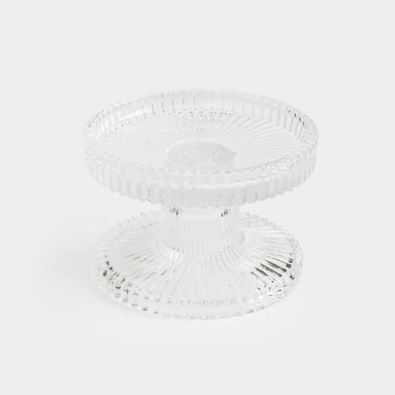 Подсвечник, 9 см, двусторонний, для тонкой/цилиндрической свечи, на ножке, стекло, Ribedic, image-1