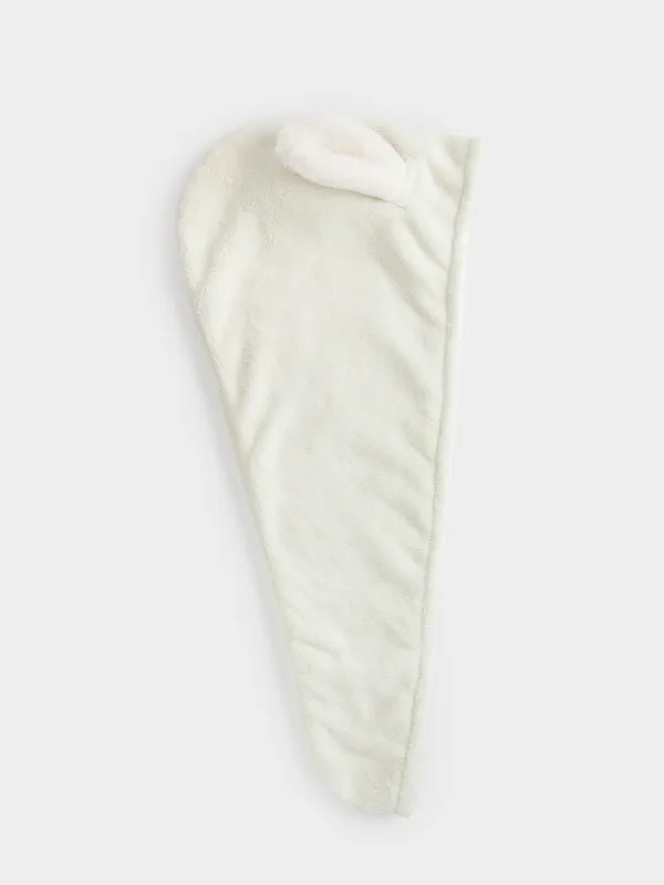 Полотенце-тюрбан для волос, детское, 53х24 см, флис, бежевое, Ушки, Teddy, image-2