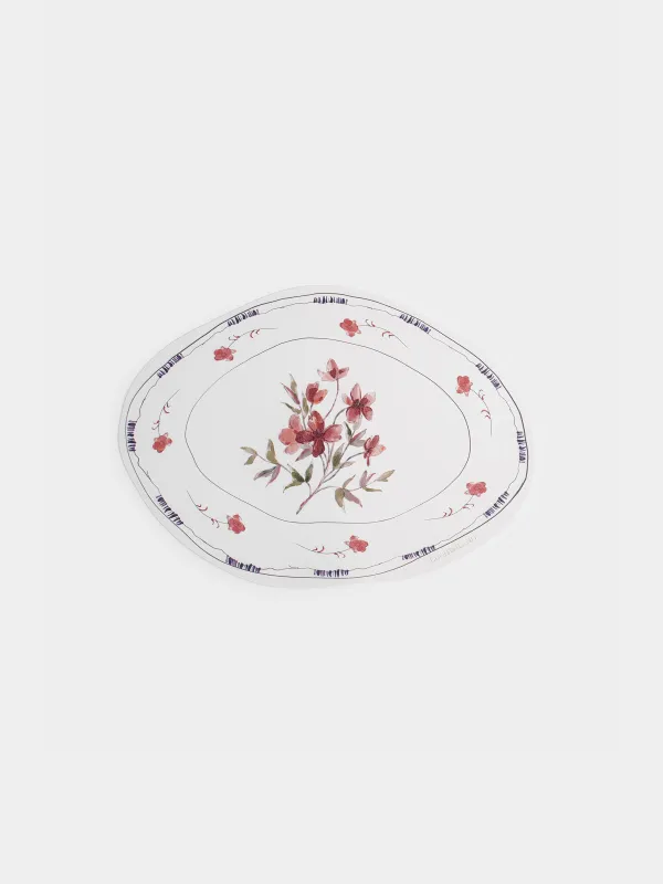 Салфетка под приборы, 32x44 см, ПВХ, фигурная, белая, Цветы, Rock print, image-0