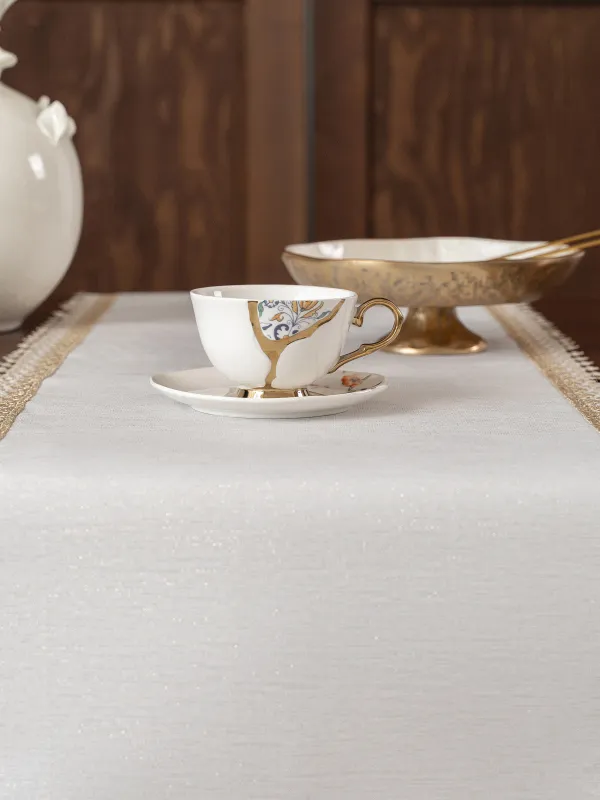 Дорожка настольная, 40х160 см, Flower lace gold, image-3