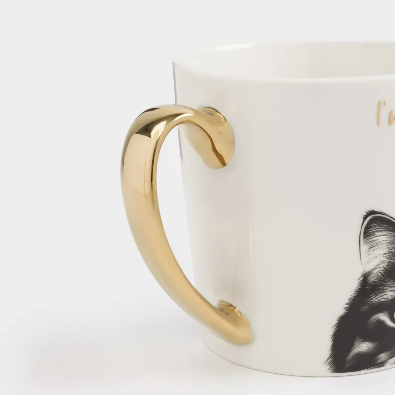 Кружка, 500 мл, фарфор N, бело-золотистая, Кот, Cat, image-2