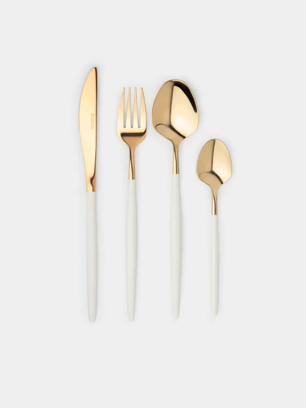 Столовые приборы, 6 перс, 24 пр, сталь, золотисто-молочные, Paris, image-0