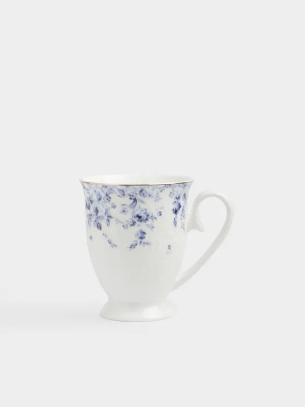 Кружка, 330 мл, фарфор F, белая, с золотистым кантом, Цветы гжель, Tradition Easter, image-0