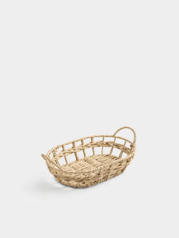 Корзина для хранения, 28х20 см, плетеная, с ручками, целлюлоза, овальная, Braided, image-1