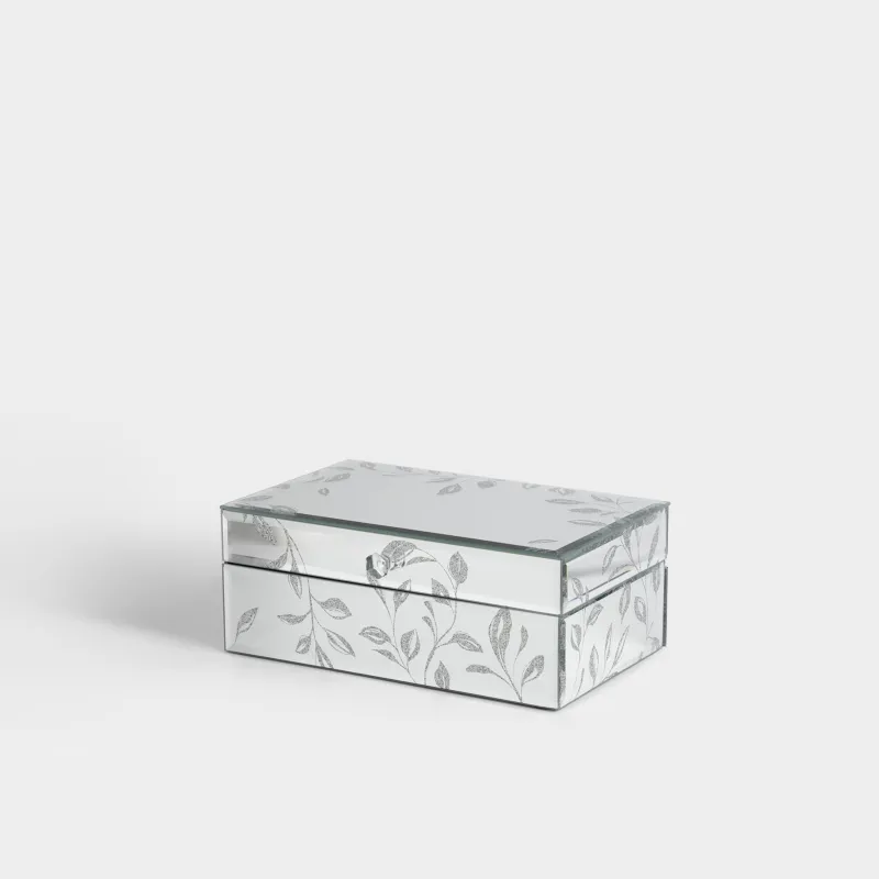 Шкатулка для украшений, 21x13 см, стекло, зеркальная, Ветви, Glossy