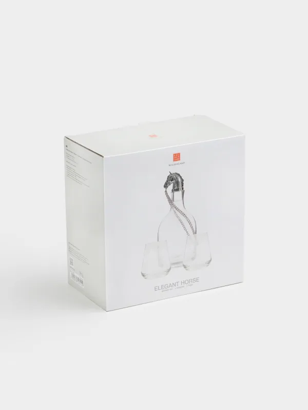 Набор для виски, 2 перс, 3 пр, графин/стаканы, стекло, Серебристая лошадь, Elegant horse, image-7