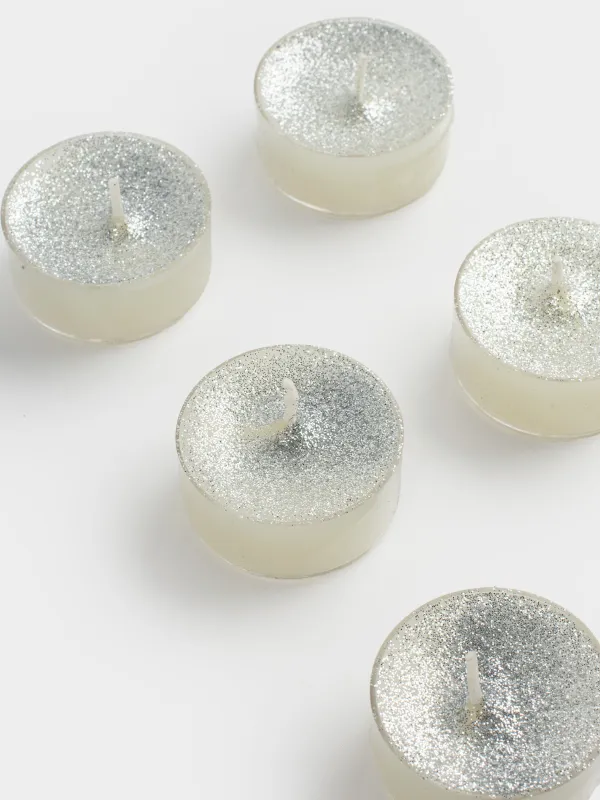 Свеча чайная, 4 см, 6 шт, с блестками, Metallic glow, image-1