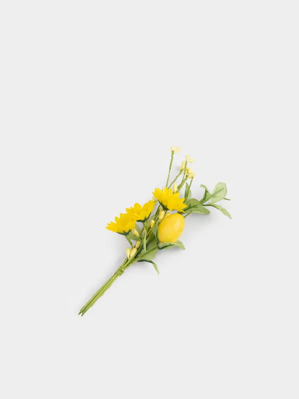 Ветка декоративная, 20 см, Пасхальное яйцо и желтые ромашки, Natural Easter decor, image-3