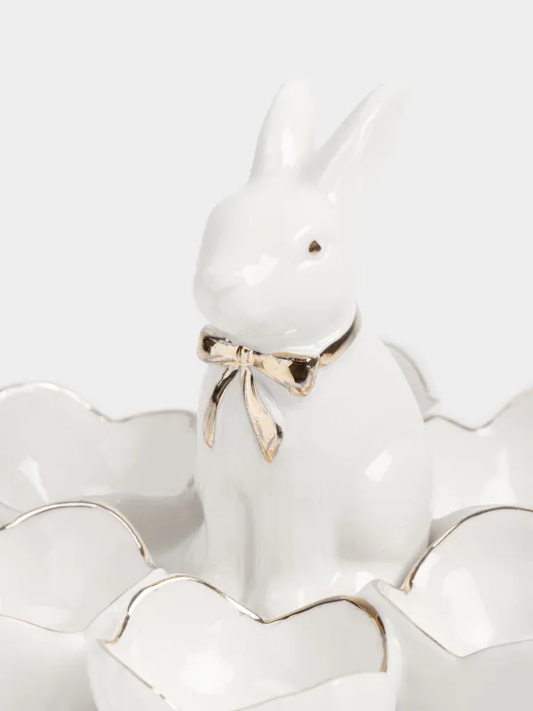 Блюдо пасхальное, 15 см, 6 отд, фарфор P, молочно-золотистое, Кролик, Rustic Easter, image-3