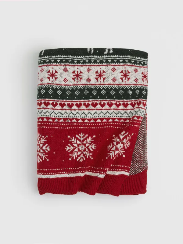 Плед, 130х170 см, хлопок, молочно-коричневый, Скандинавские узоры, Lapland print, image-0