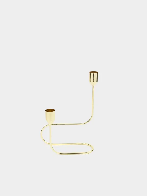 Подсвечник, 22 см, для тонких свечей, Twist gold, image-0