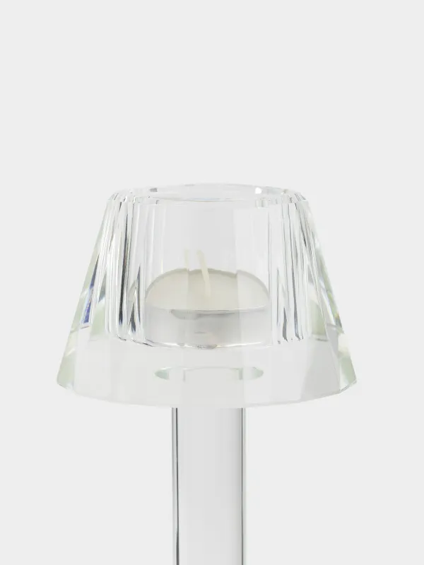 Подсвечник, 18 см, для чайной свечи, на ножке, кристальное стекло, Торшер, Lux crystal, image-3