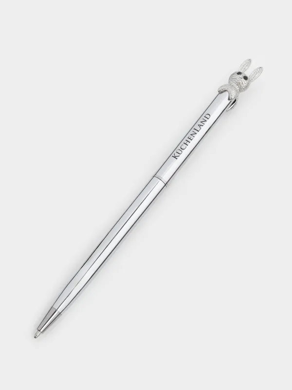 Ручка шариковая, 14 см, с фигуркой, серебристая, Заяц, Draw figure, image-1