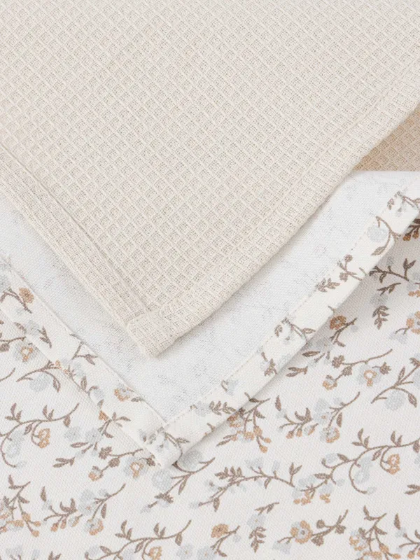 Полотенце кухонное, 40х60 см, 2 шт, хлопок, молочное/бежевое, Винтажные цветы, La flore, image-3