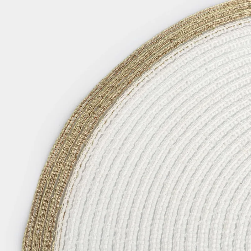 Салфетка под приборы, 38 см, полиэстер, круглая, белая, Золотистая кайма, Rotary rim, image-3