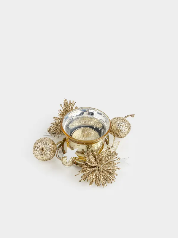 Подсвечник, 11x5 см, для чайной свечи, со свечой, шампань, Яблоки, Apple garden, image-1