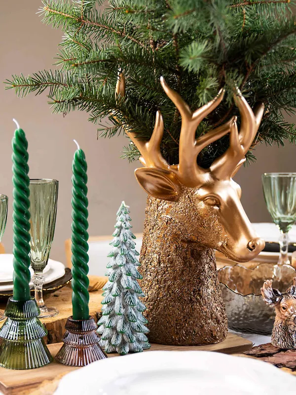 Ваза декоративная, 40 см, Голова оленя, Deer gold, image-4