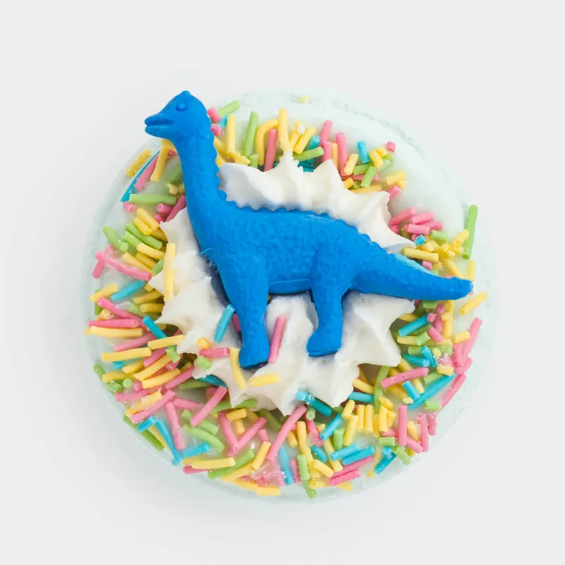 Бомбочка для ванны, 130 гр, с игрушкой, голубая, Ежевика, Динозавр, Dino