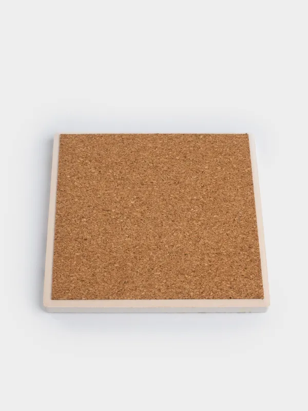 Подставка под кружку, 11х11 см, квадратная, керамика/пробка, белая, Еж, Forest hedgehog, image-2