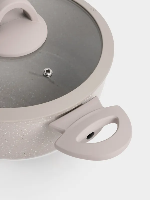 Кастрюля, 20 см, 2 л, с крышкой, с покрытием, алюминий, серая, Ginelli, image-3