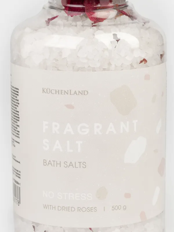 Соль для ванны, 500 гр, питательная, с сухоцветами роз, белая, Роза, Антистресс, Fragrant salt, image-2