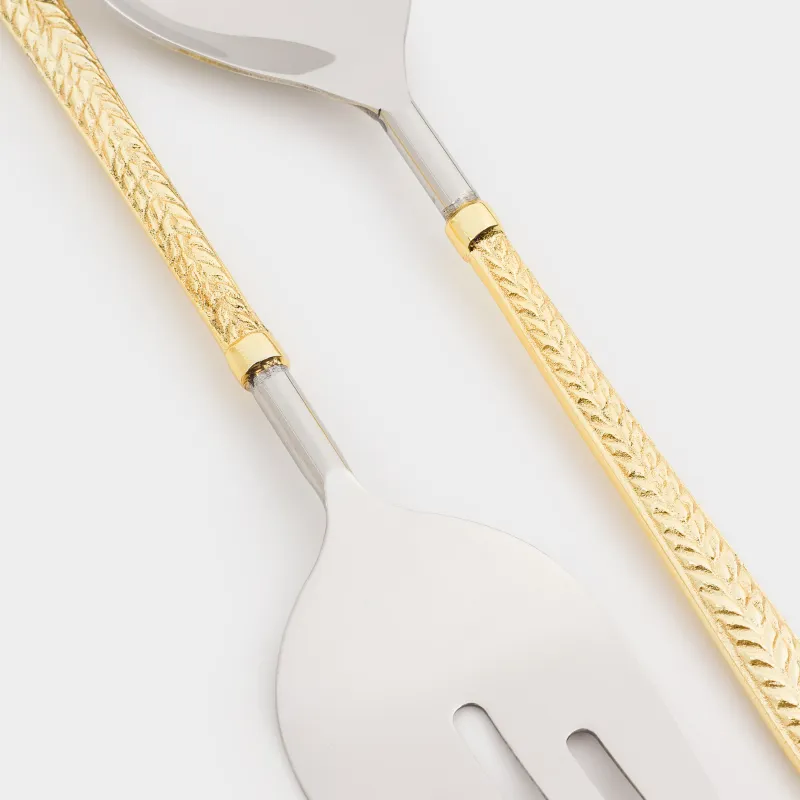 Приборы для сервировки салата, 26 см, 2 пр, ложка/вилка, сталь, золотистые, Колос, Harvest, image-5