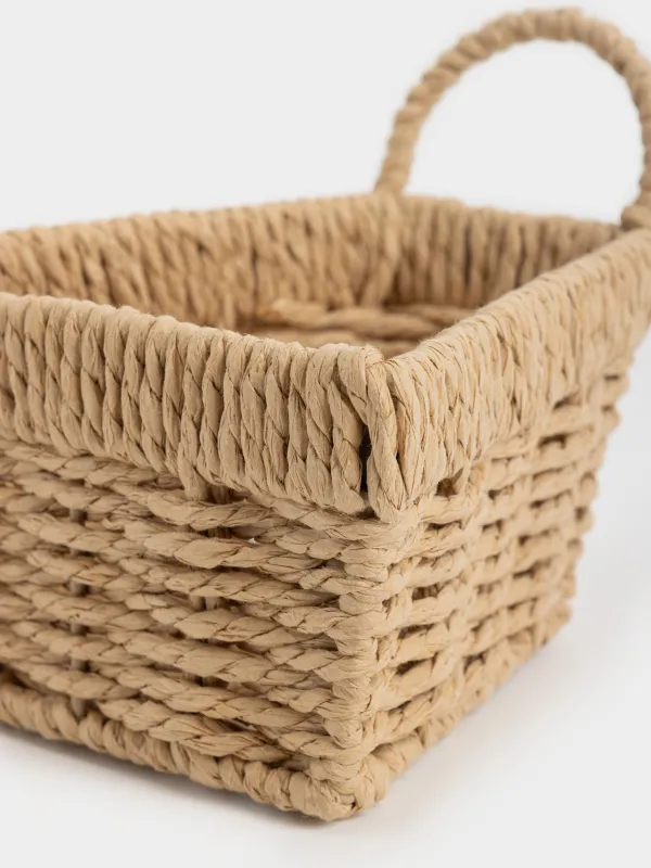 Корзина для хранения, 15х13 см, плетеная, с ручкой, целлюлоза, прямоугольная, Braided, image-3