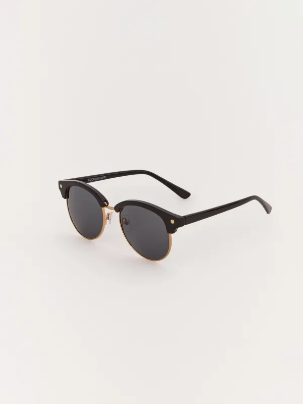 Очки солнцезащитные, металл/пластик, круглые, черные, Панто, Eyewear, image-1