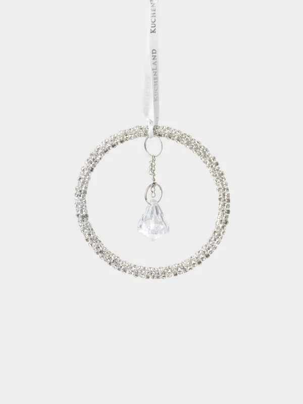 Игрушка елочная, 8 см, акрил/металл, серебристая, Подвеска с кристаллом, Ice crystal, image-0