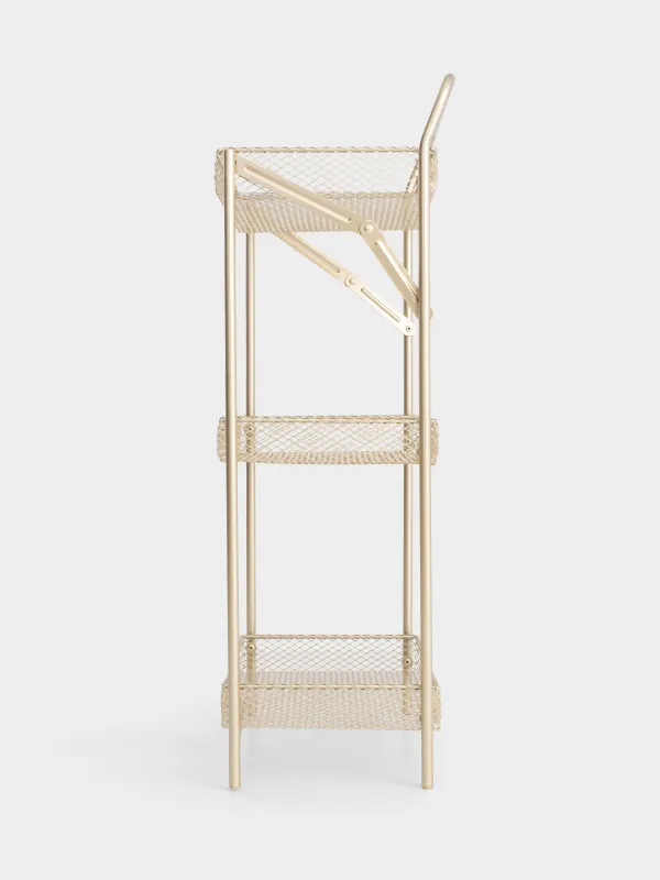 Этажерка, 3-х ярусная, 42х27х82 см, металл, золотистая, Compact gold , image-2