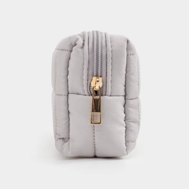 Косметичка, 18х11 см, стеганая, полиэстер, серо-бежевая, One stitch, image-4