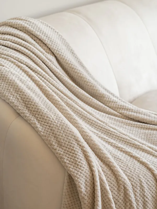 Плед, 140х190 см, фланель, бежевый, Решетка, Flannel, image-2