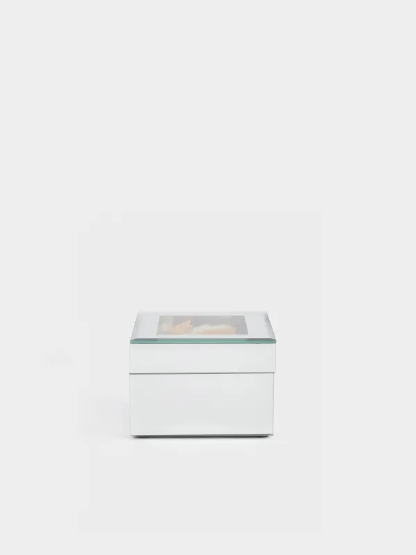 Шкатулка для украшений, 12х12 см, стекло, зеркальная, Сухоцветы, Glossy, image-1