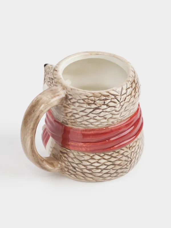 Кружка, 440 мл, керамика, молочно-коричневая, Еж в шарфе, Forest animals, image-2