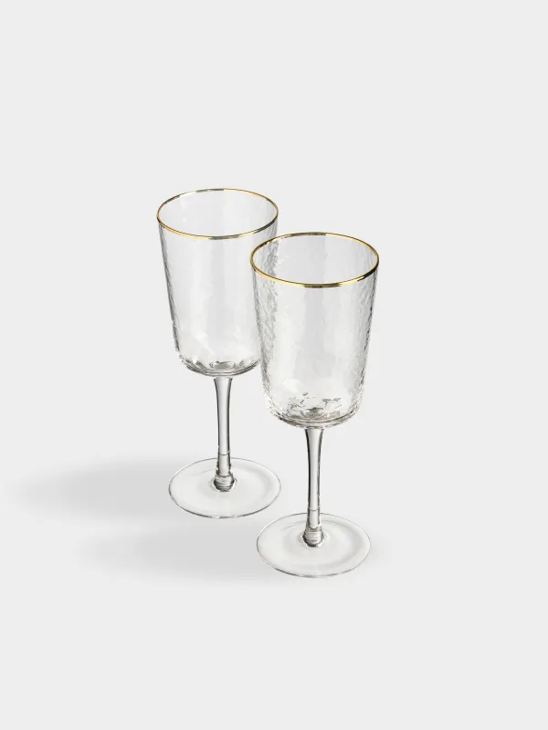 Бокал для вина, 2 шт, с золотистым кантом, Ripply gold, image-3