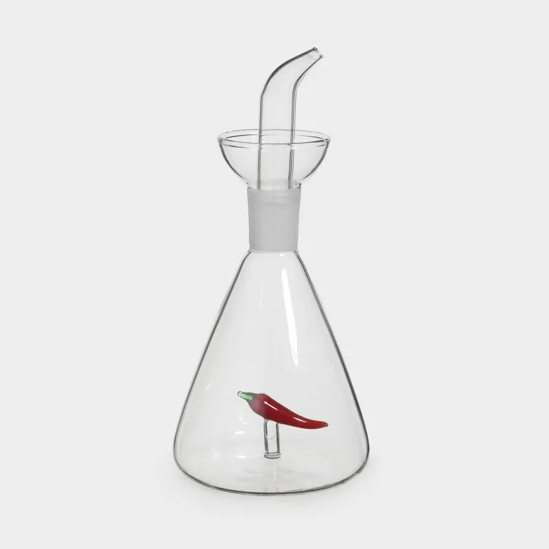 Бутылка для масла или уксуса, 300 мл, с дозатором, стекло/силикон, Красный перец, Shape