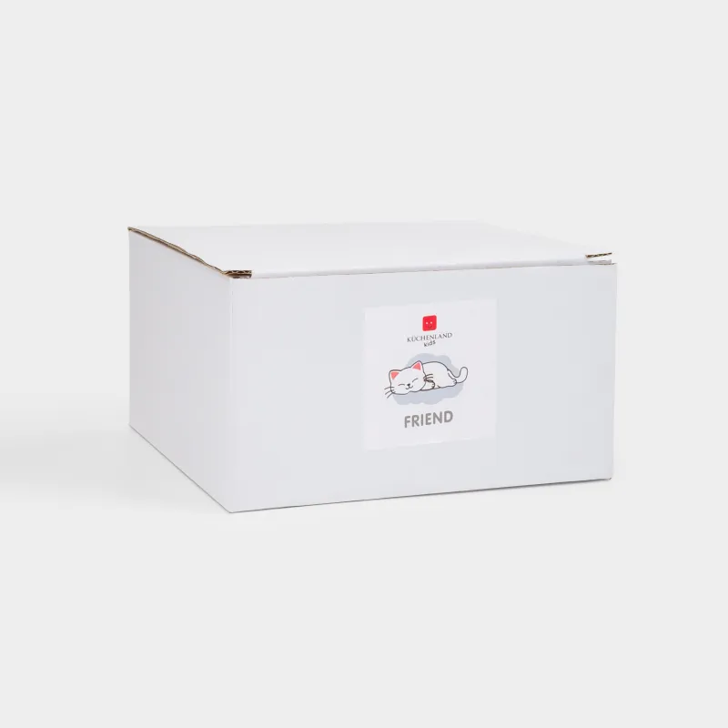 Тарелка суповая, детская, 14х6 см, 450 мл, фарфор P, бело-серая, Котенок, Friend, image-5