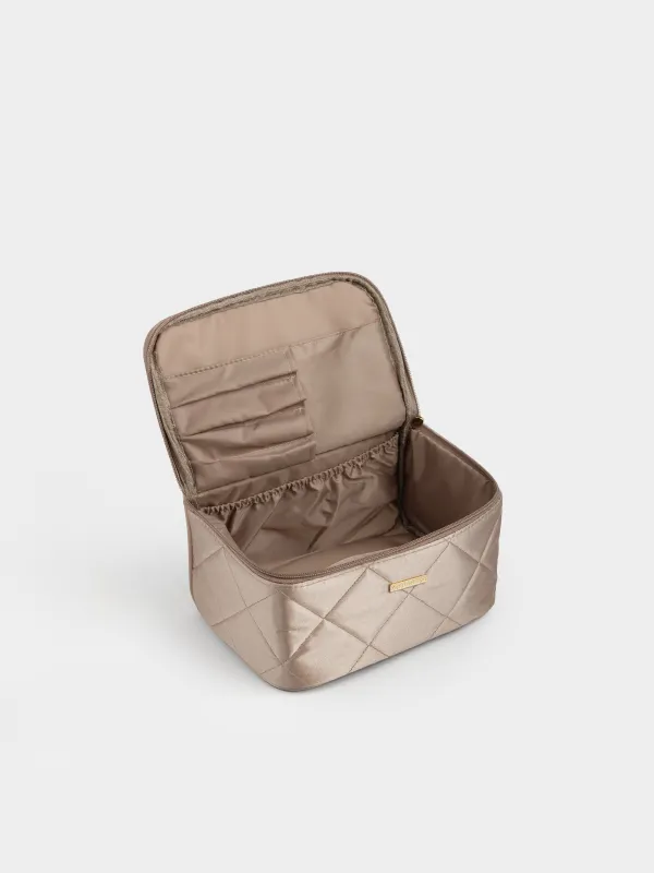 Косметичка, с ручкой, бежевая, Quilted silk, image-2