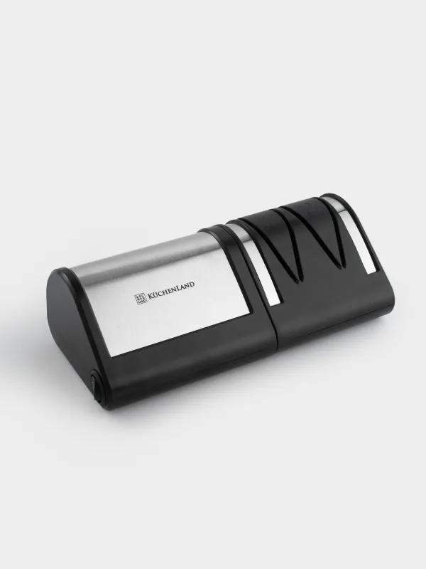 Точило для ножей, 21 см, два этапа заточки, электрическое, пластик/сталь, черное, Accessories, image-1