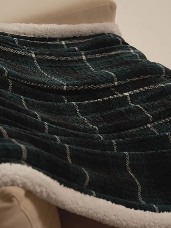 Плед, 130х170 см, шенилл/шерпа, темно-зеленый, Клетка, Hazel, image-4