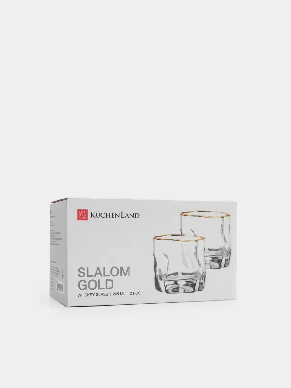 Стакан для виски, 245 мл, 2 шт, с золотистым кантом, Slalom gold, image-4
