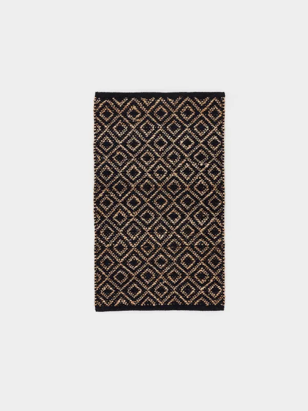 Коврик, 60х100 см, джут/хлопок, песочный/черный, Ромбы, Jute, image-0