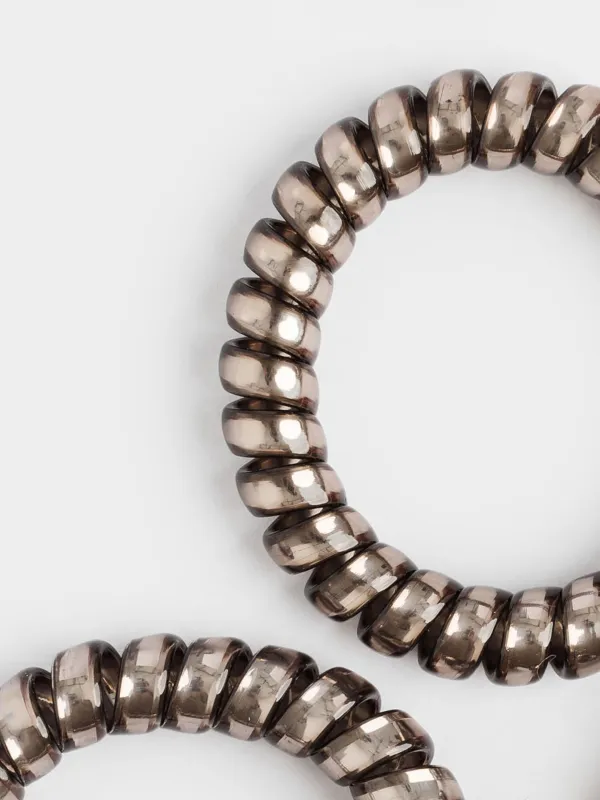 Резинка для волос, 5 см, 3 шт, ТПУ, серая, Спираль, Helix, image-3