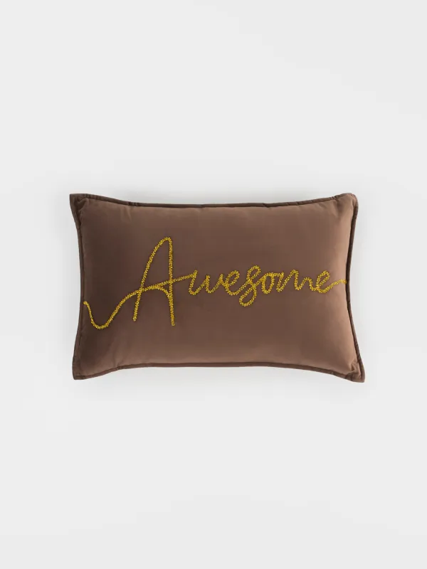 Подушка декоративная, 50х30 см, вельвет, коричневая, Awesome, Scroll, image-0