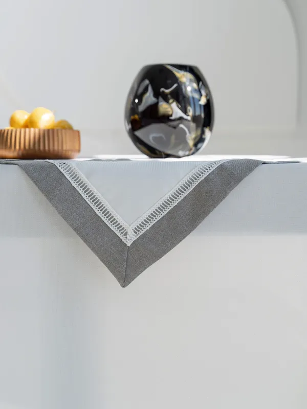 Салфетка под приборы, 30х45 см, 2 шт, полиэстер, прямоугольная, бело-серая, Milky way, image-4