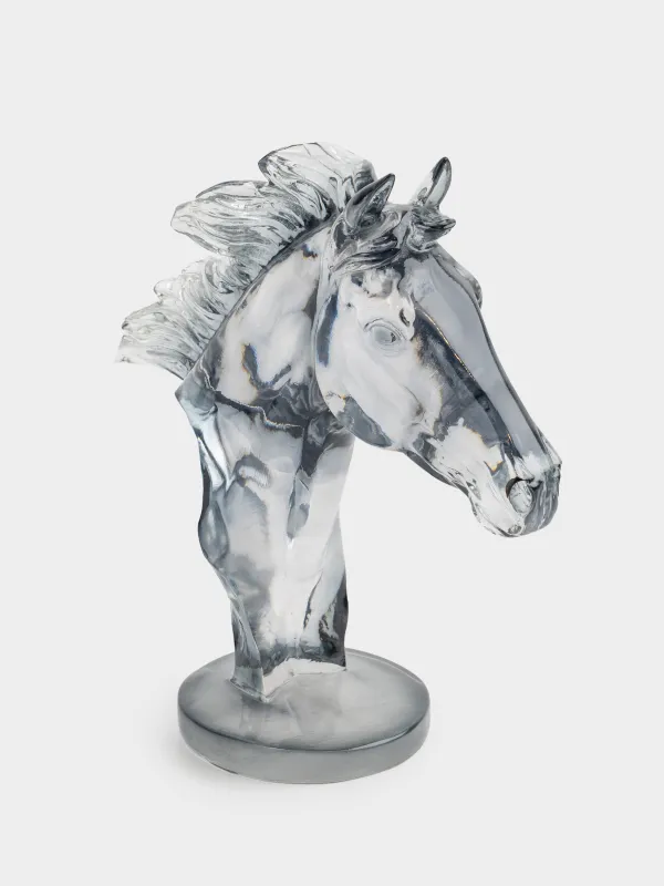 Статуэтка, 22 см, полирезин, серая, Голова лошади, Horse color, image-1