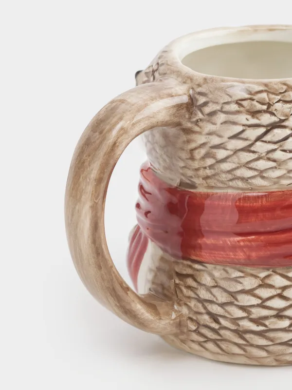 Кружка, 440 мл, керамика, молочно-коричневая, Еж в шарфе, Forest animals, image-3