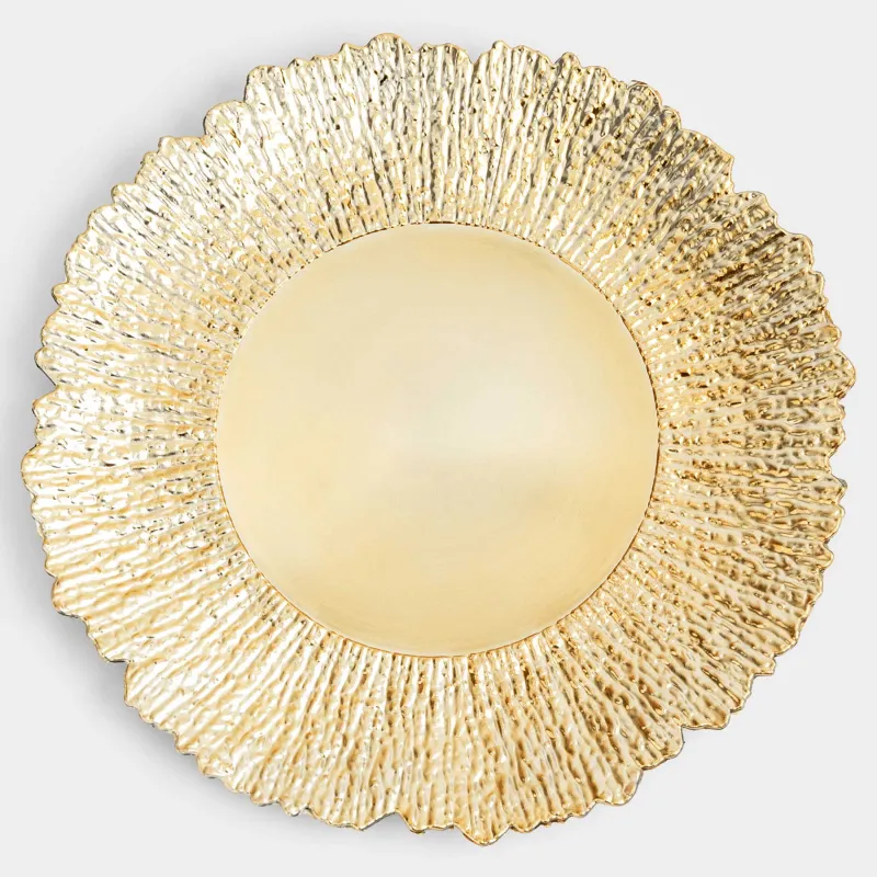 Тарелка подстановочная, 33 см, пластик, золотистая, Льдина, Plastic ice