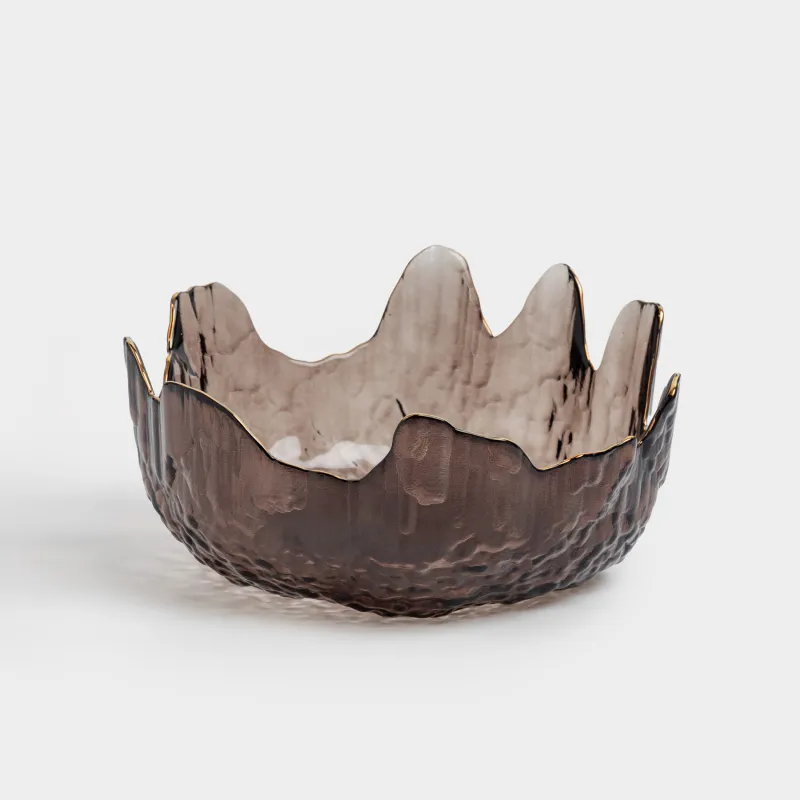 Салатник, 20х9 см, 1,1 л, стекло, коричневый, с золотистым кантом, Nautilus color