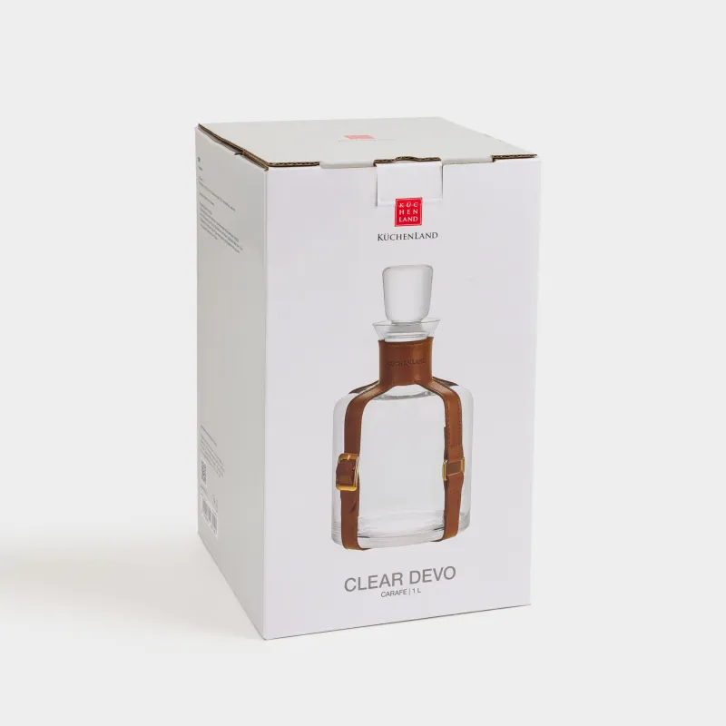 Графин, 1 л, стекло/искусственная кожа, Clear devo, image-3